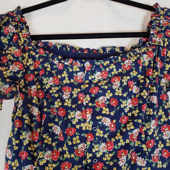 Ralph Lauren Vintage, Button Down Navy Floral Dress size 8 - Picture 2 of 6